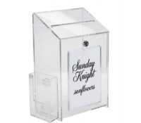 Custom acrylic ballot box with leaflet & sign holder BB-3265 Custom acrylic ballot box with leaflet & sign holder
