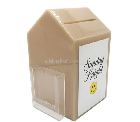 Custom house shaped acrylic ballot box with sign flyer holder