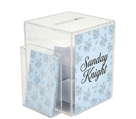 Custom acrylic ballot proposal box with sign pamphlet holder