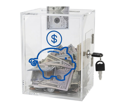 Custom acrylic piggy bank with lock