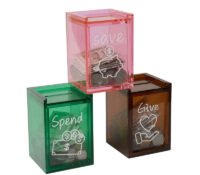 Custom acrylic money coin change bank container box DB-497 Custom acrylic money coin change bank container box