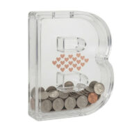 Custom alphabet letter shaped acrylic coin bank box DB-498 Custom alphabet letter shaped acrylic coin bank box