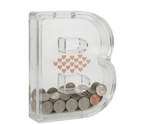 Custom alphabet letter shaped acrylic coin bank box