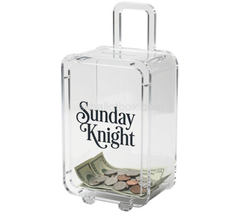 Custom luggage shaped acrylic piggy bank box