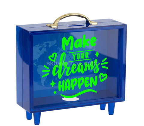 Custom acrylic fund box with carrying handle