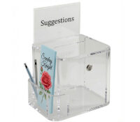 Custom acrylic suggestion box with flyer & sign holder SB-467 Custom acrylic suggestion box with flyer & sign holder