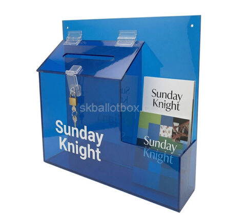 Custom acrylic wall suggestion box with pamphlets holders