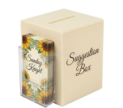 Custom acrylic suggestion feedback box with pamphlet holder