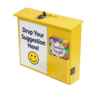 Custom acrylic wall suggestion box with sign & literature holder SB-470 Custom acrylic wall suggestion box with sign & literature holder