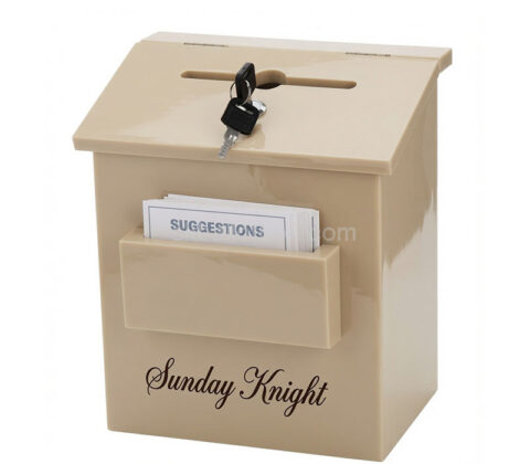 Custom acrylic lockable suggestion box with cards holder