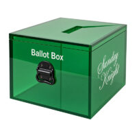 Custom acrylic ballot box with pull-handle BB-3273 Custom acrylic ballot box with pull-handle