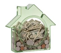Custom house shaped acrylic piggy bank for kids DB-509 Custom house shaped acrylic piggy bank for kids