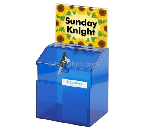 Custom acrylic suggestion box with sign & cards holder