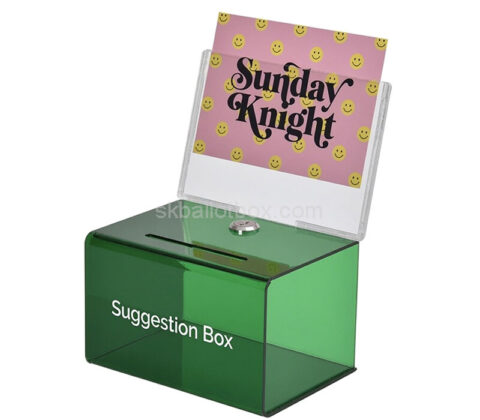 Custom acrylic suggestion feedback box with sign holder