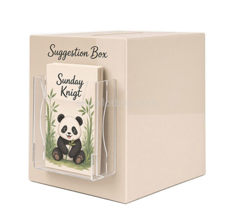 Custom acrylic suggestion feedback box with flyer holder