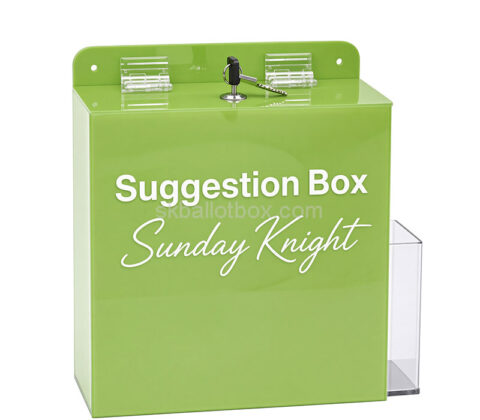 Custom acrylic wall suggestion box with pamphlets holder