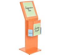 Custom acrylic suggestion box with 2 sign holder & 2 flyer pockets SB-482 Custom acrylic suggestion box with 2 sign holder & 2 flyer pockets