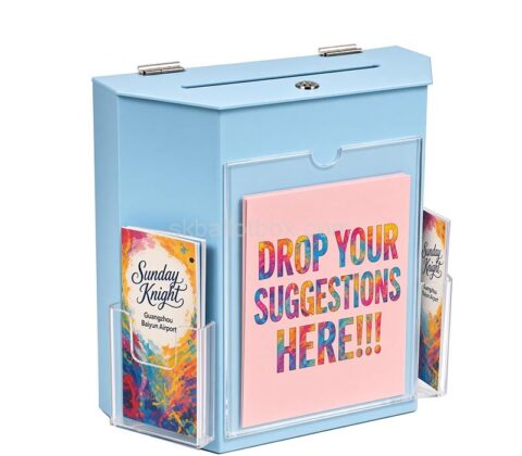 Custom acrylic suggestion box with 2 pockets holder