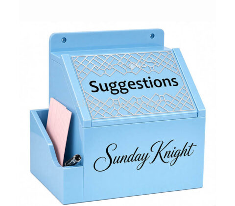 Custom acrylic suggestion box with lock & side pocket