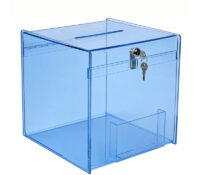 Custom acrylic ballot box with pocket BB-3287 Custom acrylic ballot box with pocket
