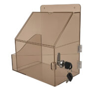 Custom acrylic wall suggestion box with sign holder and brochure pocket SB-493 Custom acrylic wall suggestion box with sign holder and brochure pocket